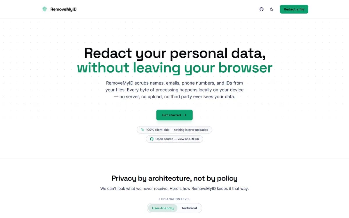 The RemoveMyID homepage