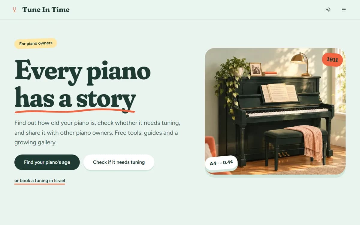 The Tune In Time homepage